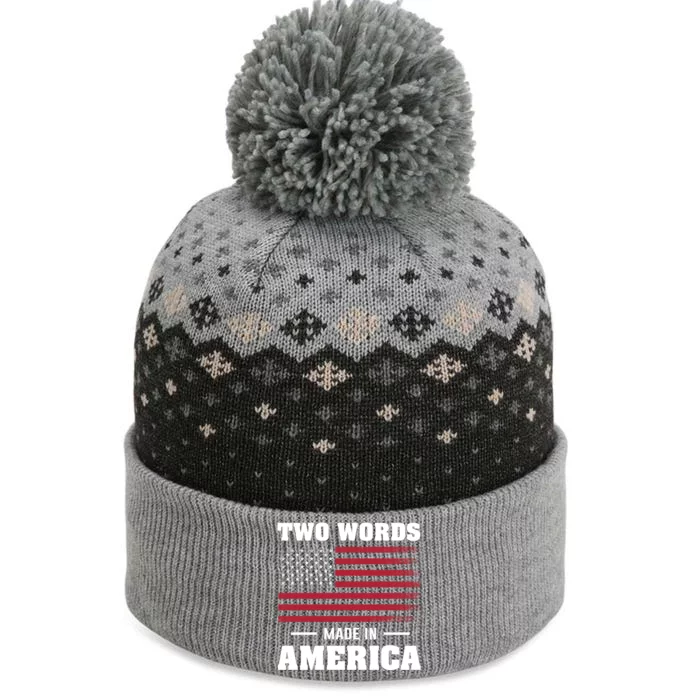 Two Words Made In America Usa Flag Vintage The Baniff Cuffed Pom Beanie