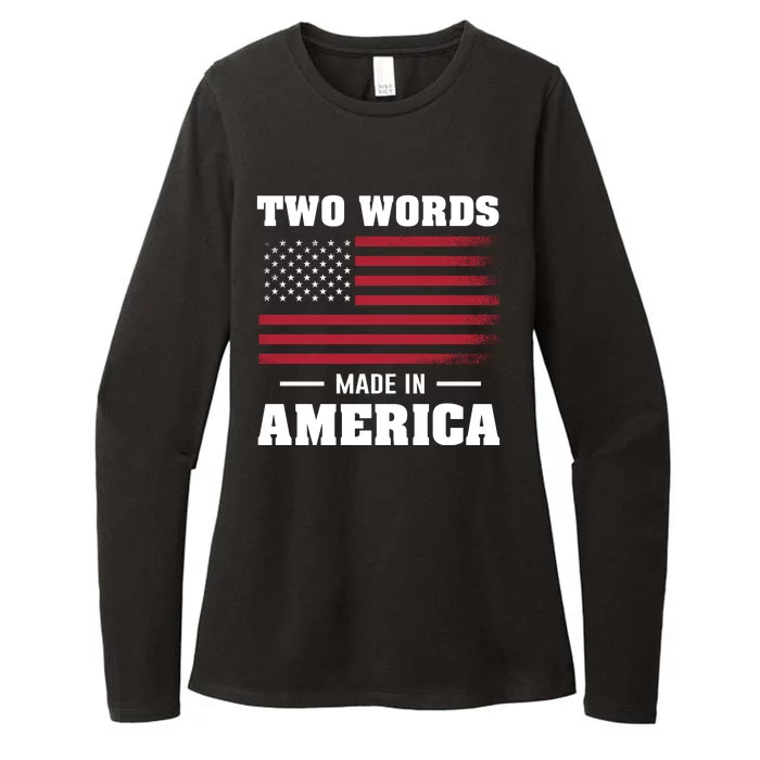 Two Words Made In America Usa Flag Vintage Womens CVC Long Sleeve Shirt