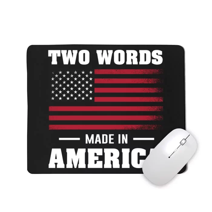 Two Words Made In America Usa Flag Vintage Mousepad