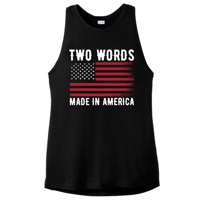 Two Words Made In America Usa Flag Vintage Ladies Tri-Blend Wicking Tank