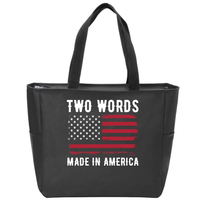 Two Words Made In America Usa Flag Vintage Zip Tote Bag