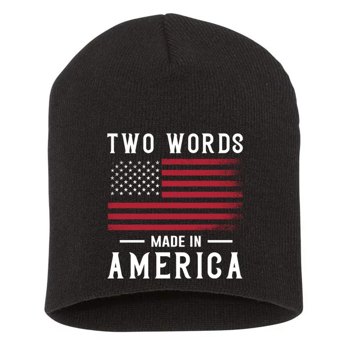 Two Words Made In America Usa Flag Vintage Short Acrylic Beanie