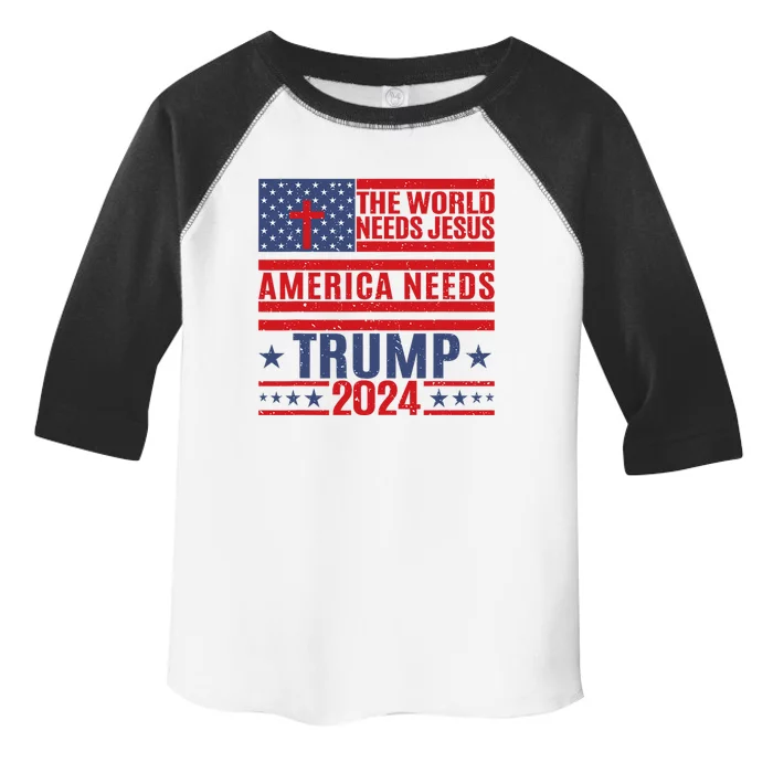 The World Needs Jesus America Needs Trump 2024 Toddler Fine Jersey T-Shirt