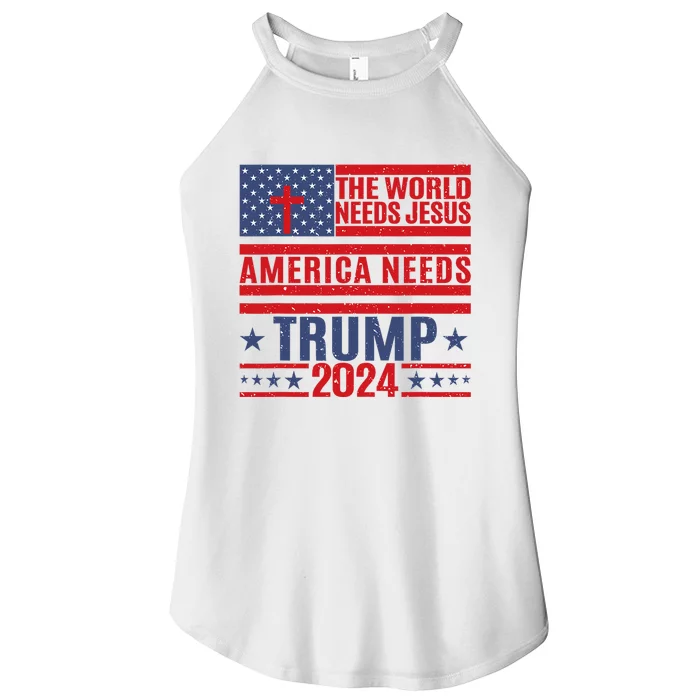 The World Needs Jesus America Needs Trump 2024 Women’s Perfect Tri Rocker Tank