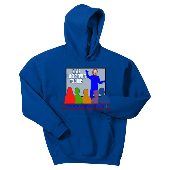 Tim Walz Never Underestimate Teachers Harris Walz 2024 Kids Hoodie