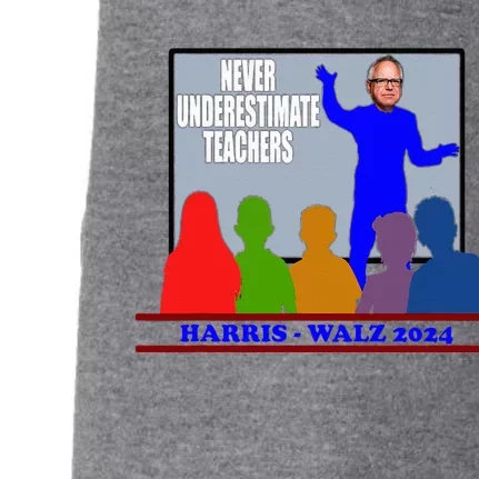 Tim Walz Never Underestimate Teachers Harris Walz 2024 Doggie 3-End Fleece Hoodie