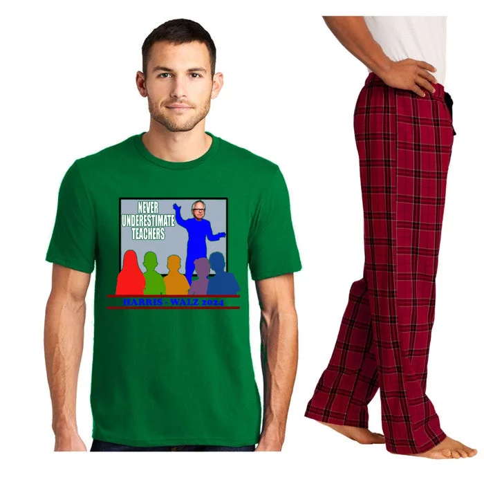 Tim Walz Never Underestimate Teachers Harris Walz 2024 Pajama Set