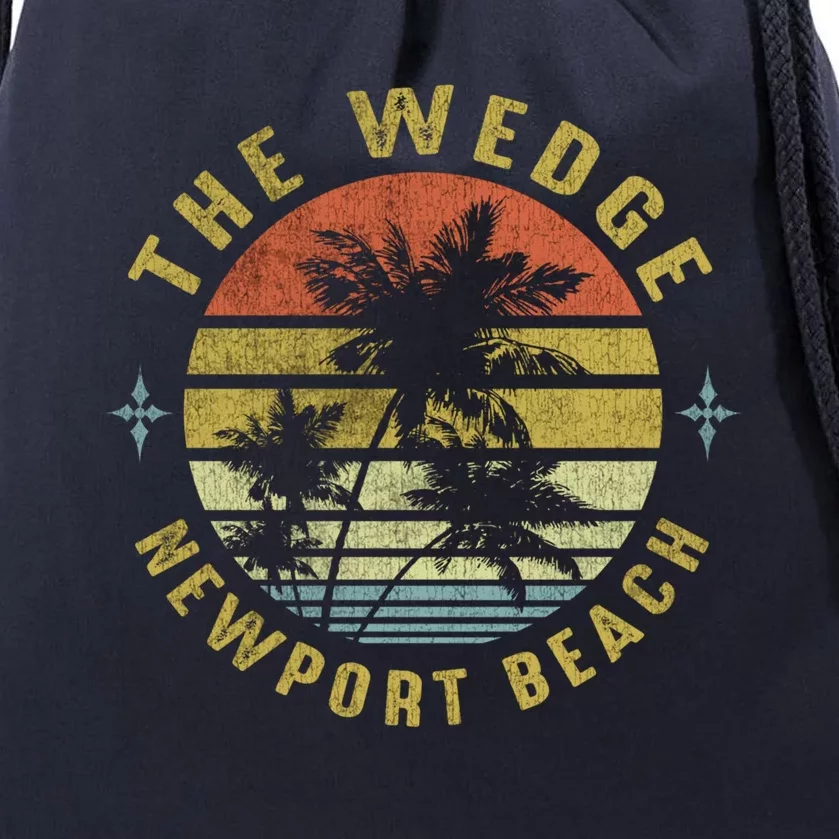 The Wedge Newport Beach Retro Palm Sunset Meaningful Giftbeach Design Gift Drawstring Bag