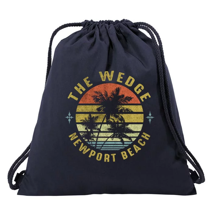 The Wedge Newport Beach Retro Palm Sunset Meaningful Giftbeach Design Gift Drawstring Bag