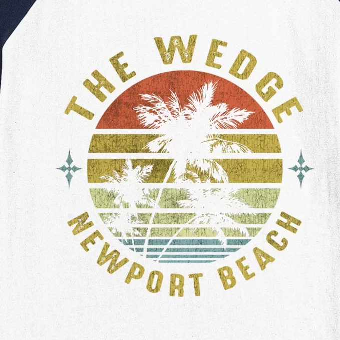 The Wedge Newport Beach Retro Palm Sunset Meaningful Giftbeach Design Gift Baseball Sleeve Shirt