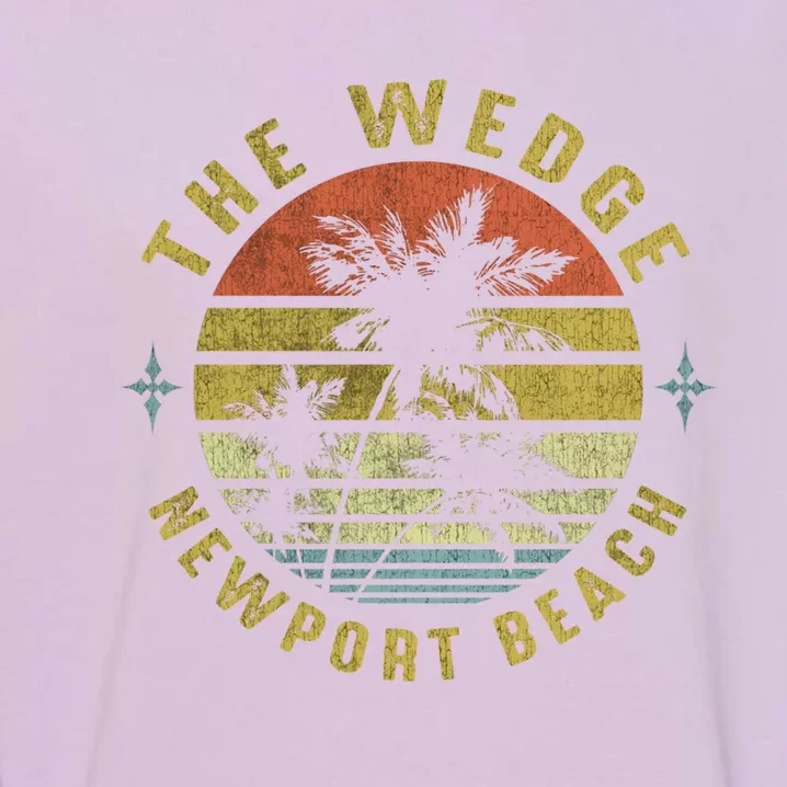 The Wedge Newport Beach Retro Palm Sunset Meaningful Giftbeach Design Gift Garment-Dyed Sweatshirt