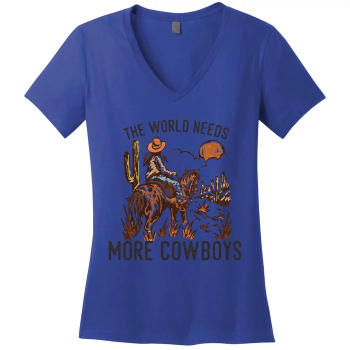 The World Needs More Cow Western Desert Wild West Gift Women's V-Neck T-Shirt