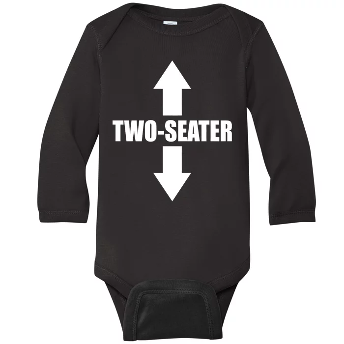 Two Seater Arrow Funny Baby Long Sleeve Bodysuit