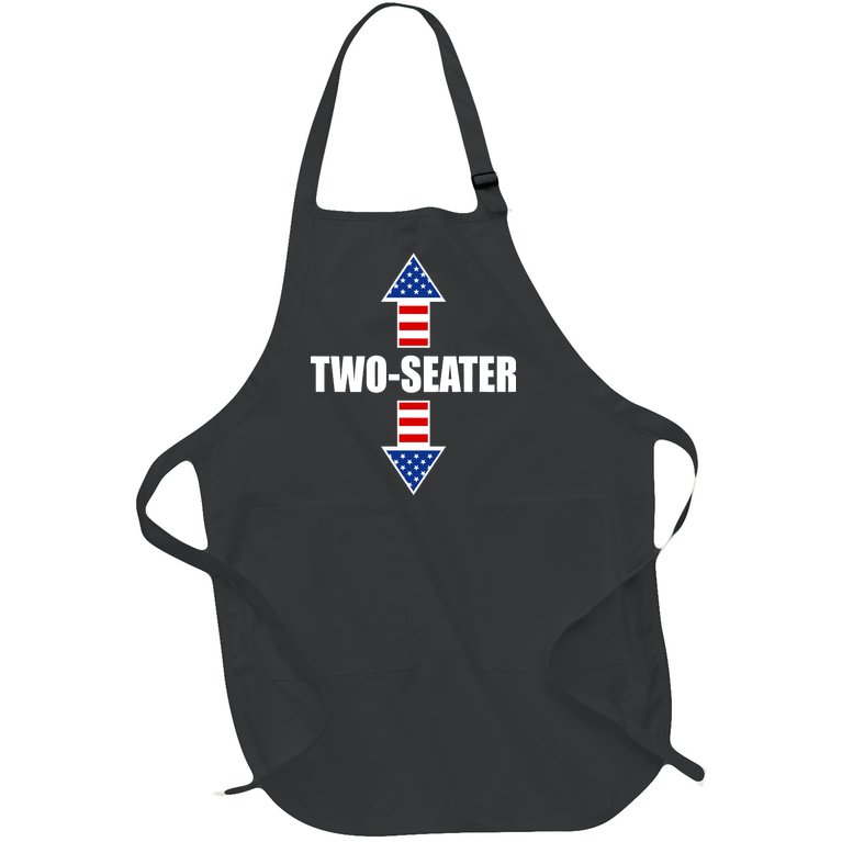 Two-Seater USA Flag Arrows Funny Full-Length Apron With Pocket