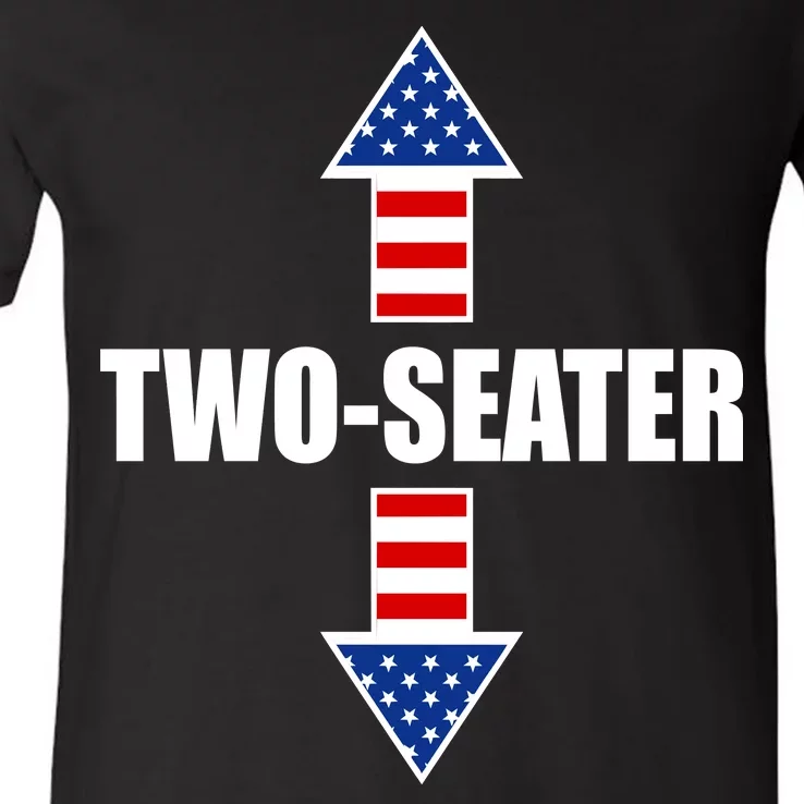 Two-Seater USA Flag Arrows Funny V-Neck T-Shirt