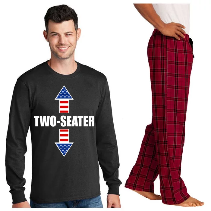 Two-Seater USA Flag Arrows Funny Long Sleeve Pajama Set