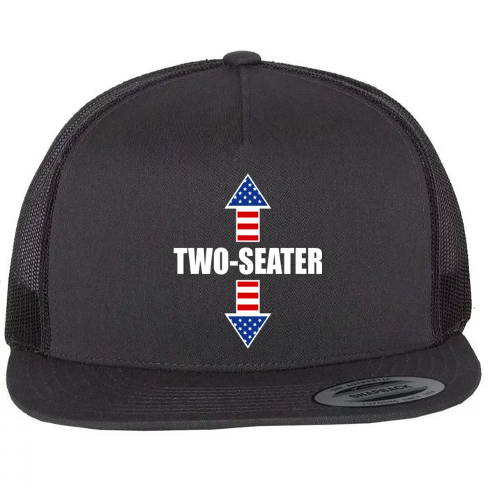 Two-Seater USA Flag Arrows Funny Flat Bill Trucker Hat