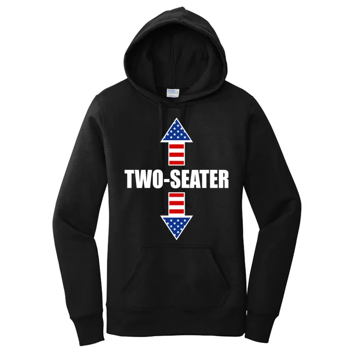 Two-Seater USA Flag Arrows Funny Women's Pullover Hoodie