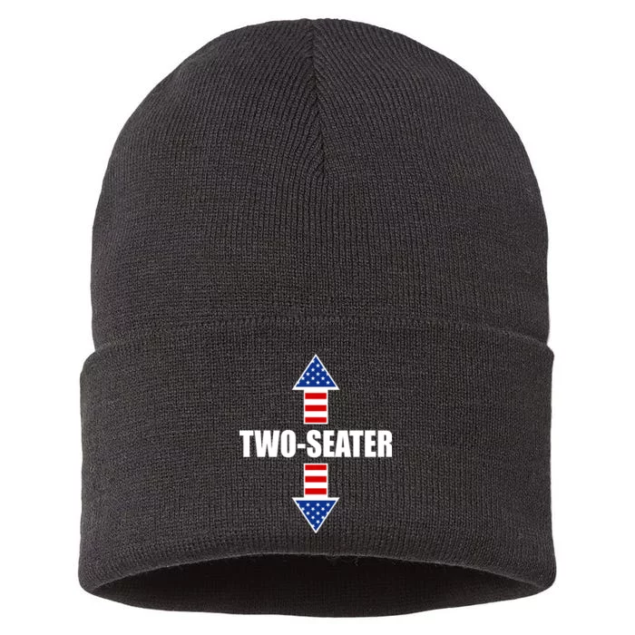 Two-Seater USA Flag Arrows Funny Sustainable Knit Beanie
