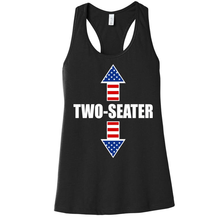 Two-Seater USA Flag Arrows Funny Women's Racerback Tank