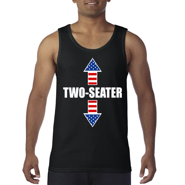 Two-Seater USA Flag Arrows Funny Tank Top