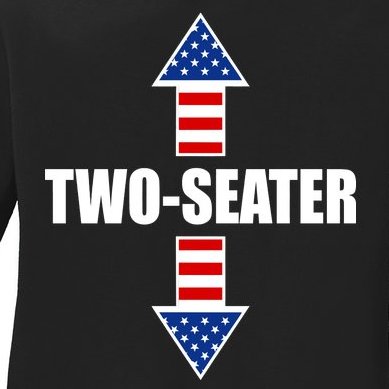 Two-Seater USA Flag Arrows Funny Ladies Missy Fit Long Sleeve Shirt