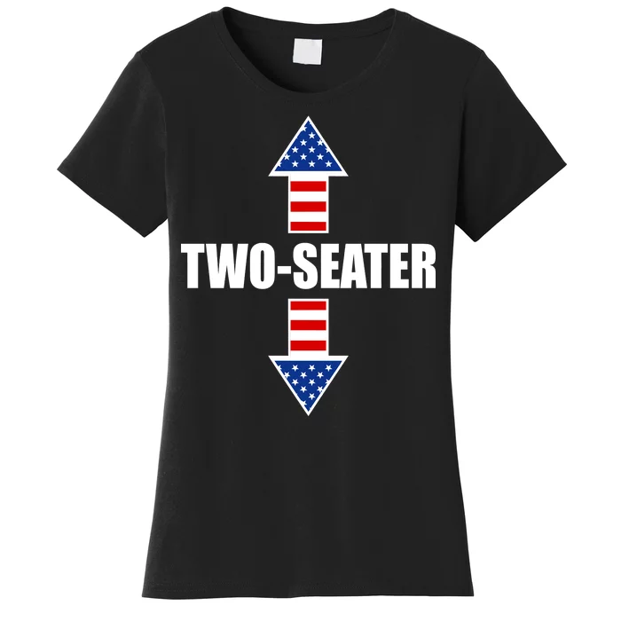 Two-Seater USA Flag Arrows Funny Women's T-Shirt