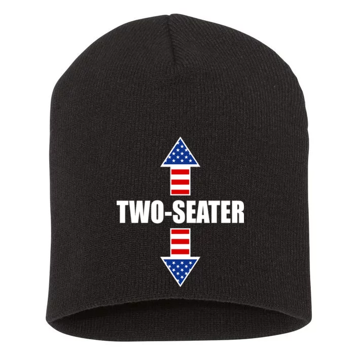 Two-Seater USA Flag Arrows Funny Short Acrylic Beanie
