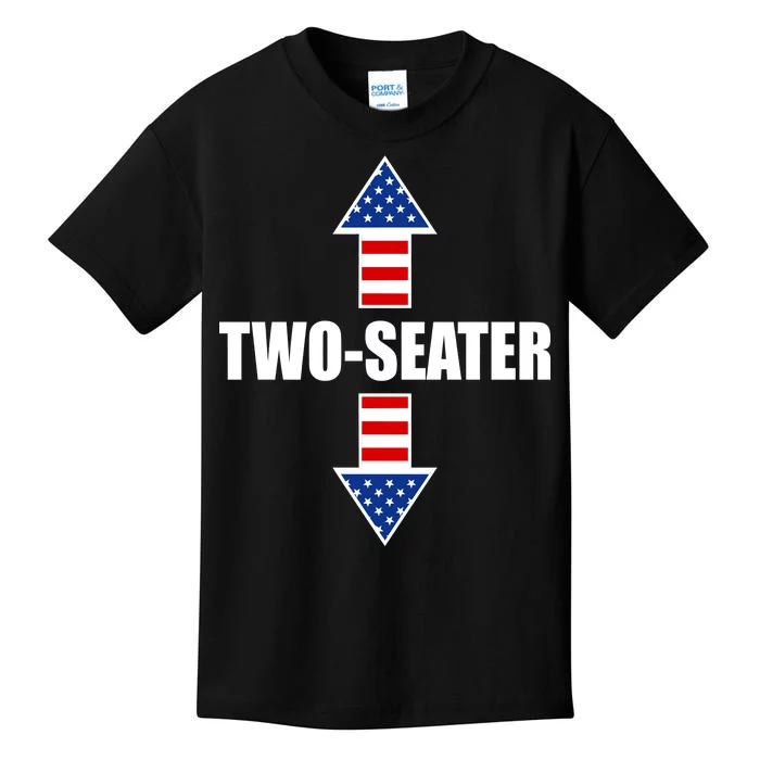 Two-Seater USA Flag Arrows Funny Kids T-Shirt