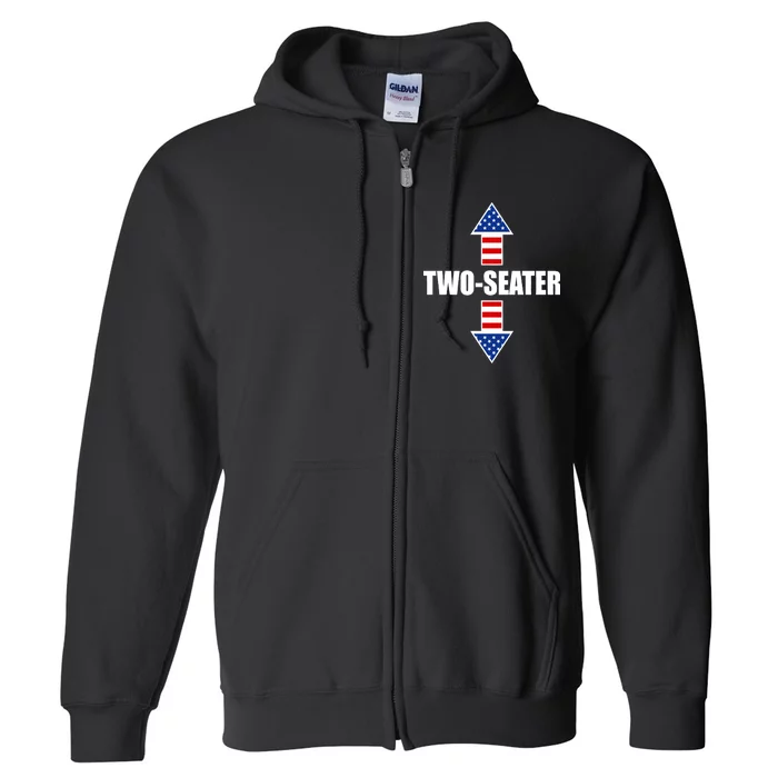 Two-Seater USA Flag Arrows Funny Full Zip Hoodie