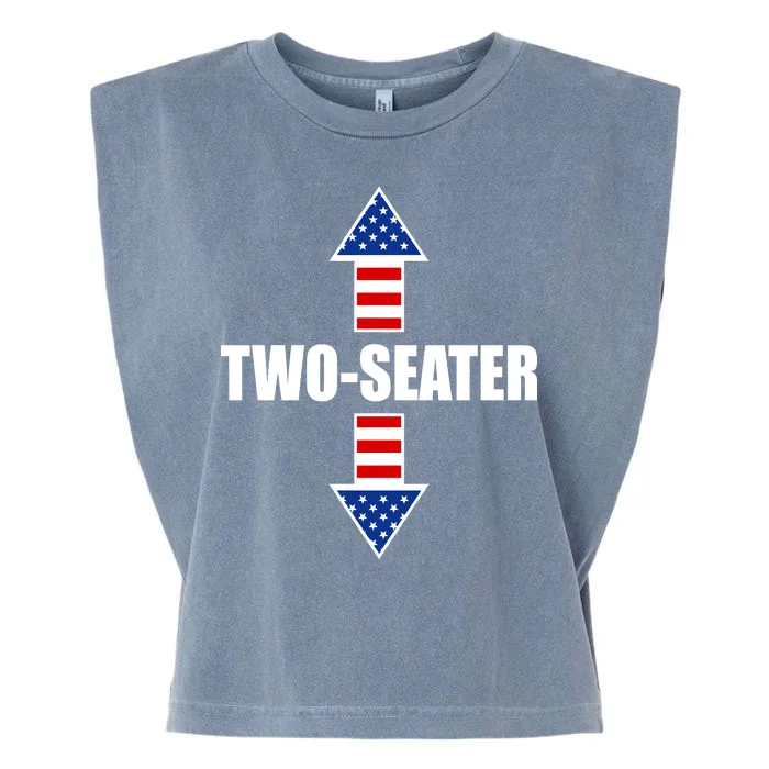 Two-Seater USA Flag Arrows Funny Garment-Dyed Women's Muscle Tee