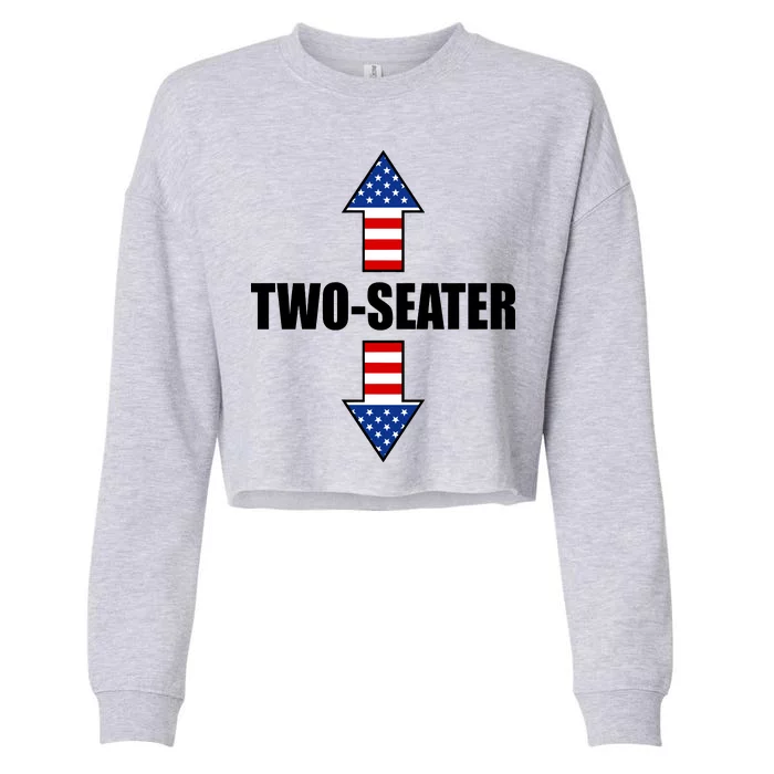 Two-Seater USA Flag Arrows Funny Cropped Pullover Crew