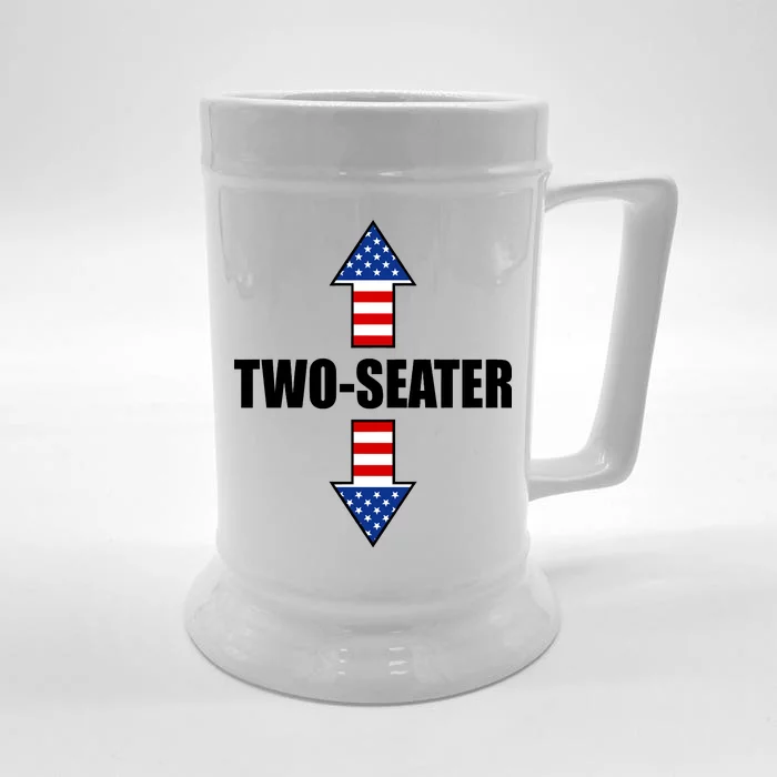 Two-Seater USA Flag Arrows Funny Front & Back Beer Stein