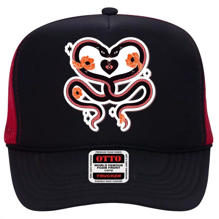 Two Snakes Sad Romance High Crown Mesh Trucker Hat