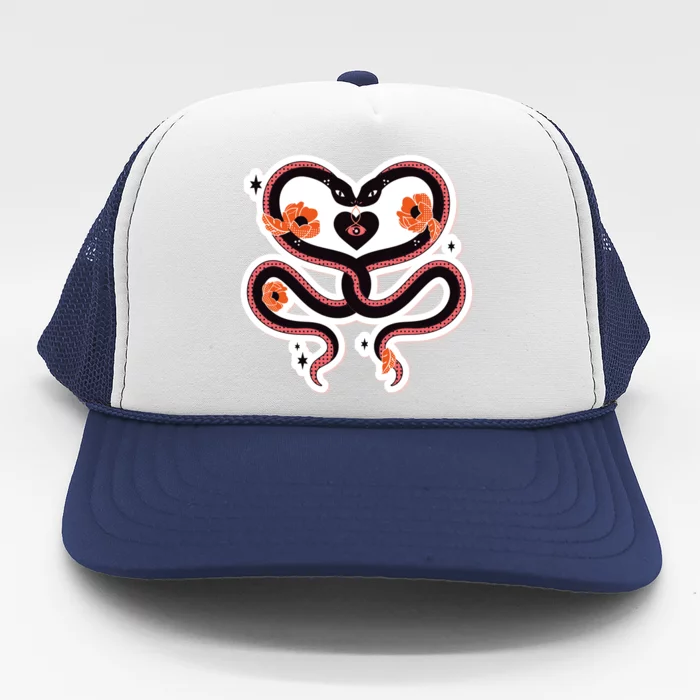 Two Snakes Sad Romance Trucker Hat