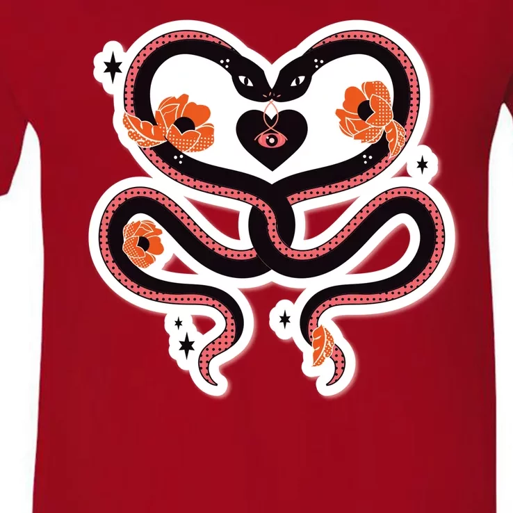 Two Snakes Sad Romance V-Neck T-Shirt