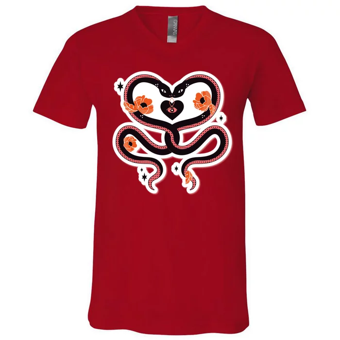 Two Snakes Sad Romance V-Neck T-Shirt