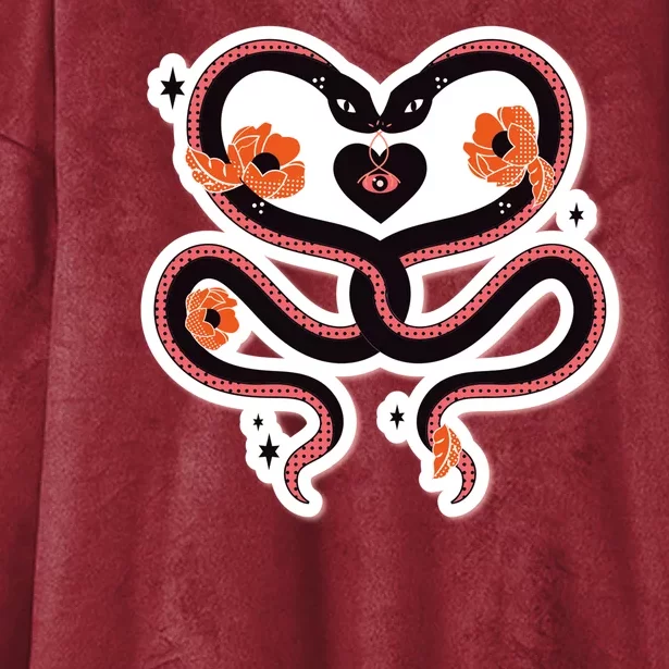 Two Snakes Sad Romance Hooded Wearable Blanket