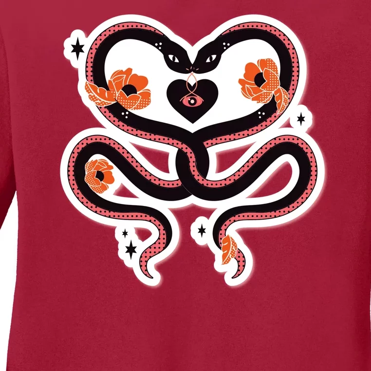 Two Snakes Sad Romance Ladies Long Sleeve Shirt