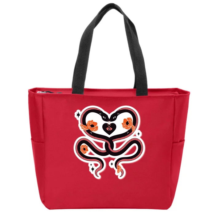 Two Snakes Sad Romance Zip Tote Bag