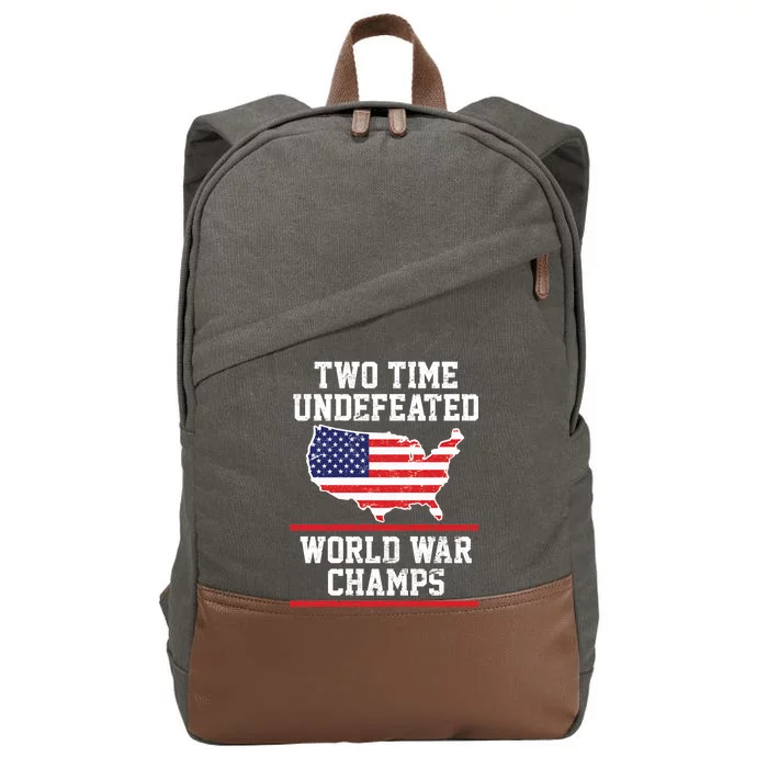 Two Time Undefeated World War Champs Cotton Canvas Backpack