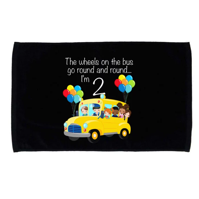 The Wheels On The Bus 2nd Birthday 2 Years Old Yellow Bus Microfiber Hand Towel