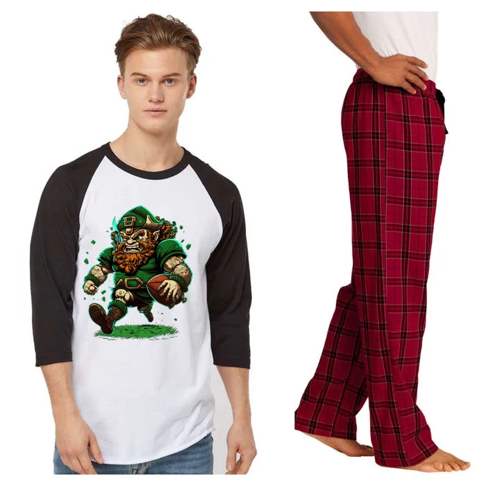 Touchdown With Our Leprechaun American Football And Great Gift Raglan Sleeve Pajama Set