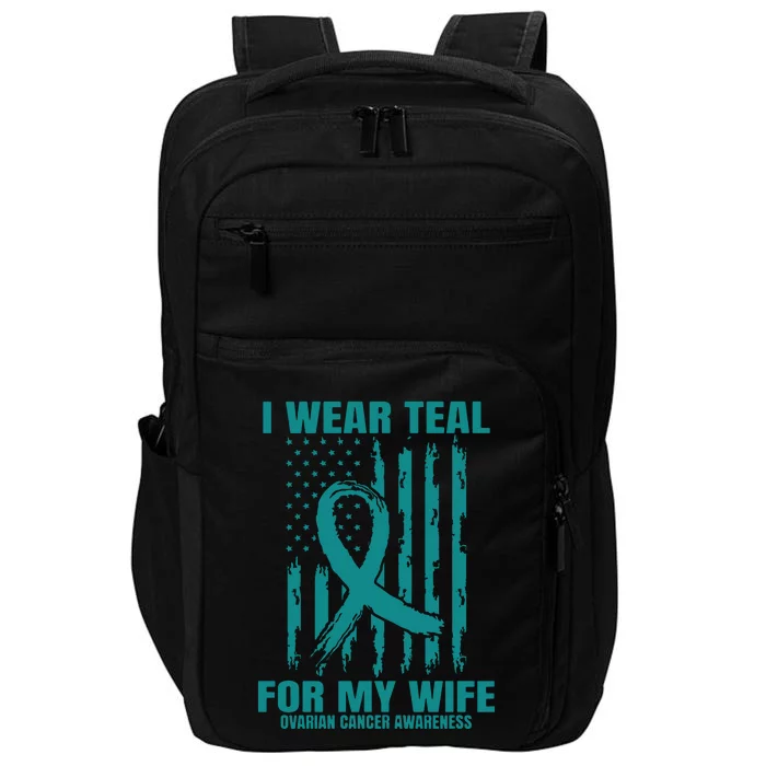 Teal Wife Ovarian Cancer Awareness Flag Graphic Back Print Premium Impact Tech Backpack