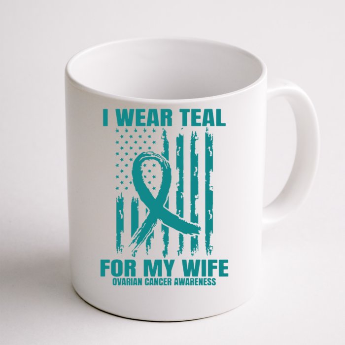 Teal Wife Ovarian Cancer Awareness Flag Graphic Back Print Premium Front & Back Coffee Mug