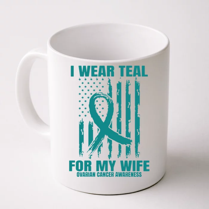 Teal Wife Ovarian Cancer Awareness Flag Graphic Back Print Premium Front & Back Coffee Mug