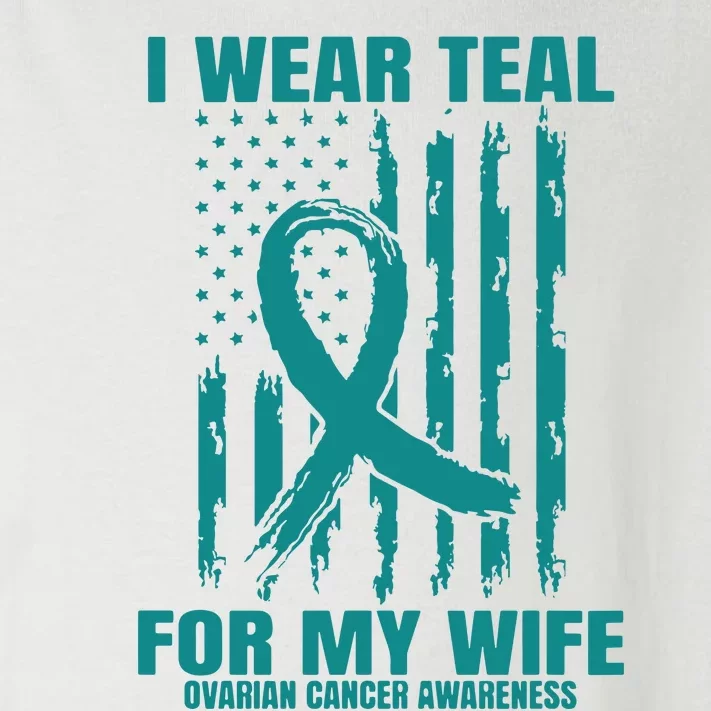 Teal Wife Ovarian Cancer Awareness Flag Graphic Back Print Premium Toddler Long Sleeve Shirt