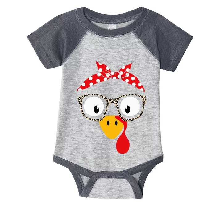 Turkey Woman Or Girl With Leopard Glasses Infant Baby Jersey Bodysuit