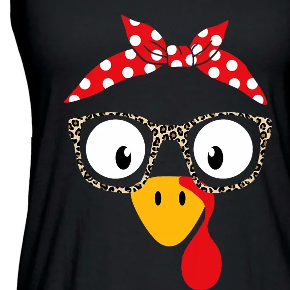 Turkey Woman Or Girl With Leopard Glasses For Thanksgiving Ladies Essential Flowy Tank