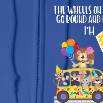 The Wheels On The Bus 1st Birthday 1 Yr Old Family Matching Gift Full Zip Hoodie